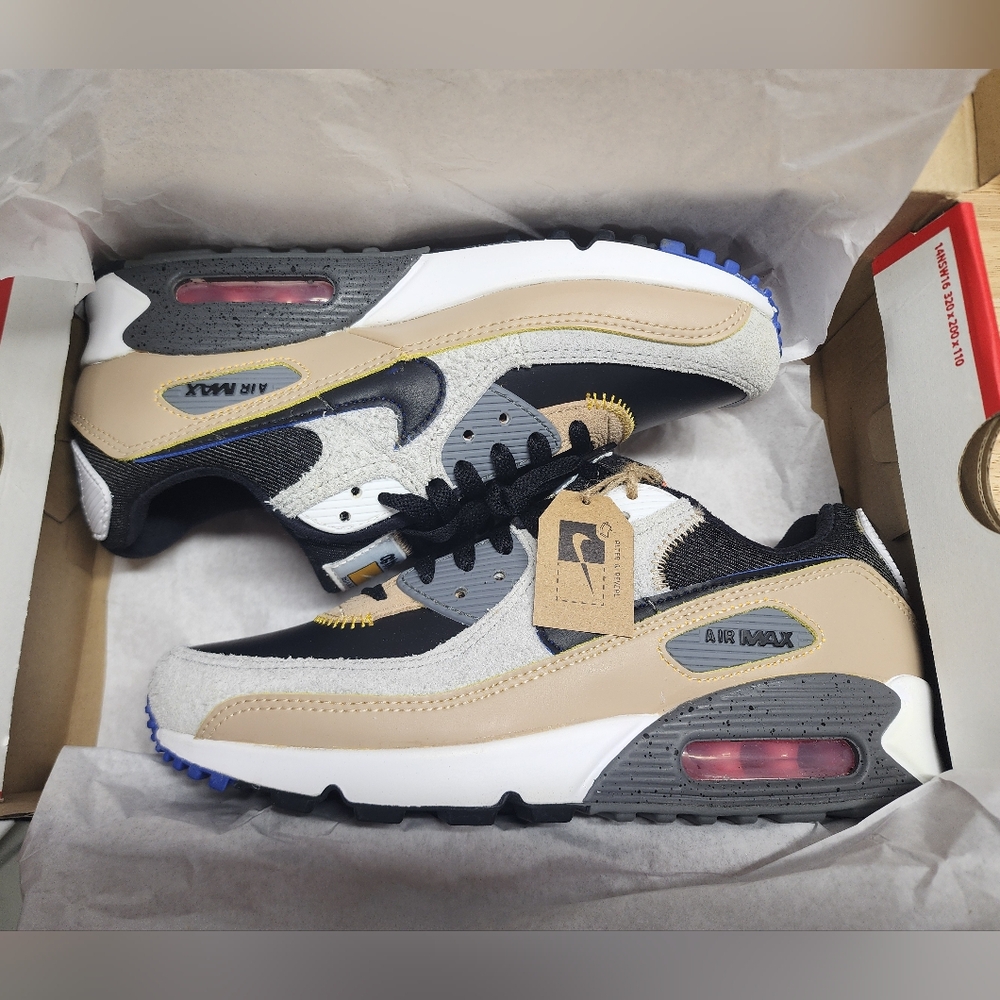 Nike Air Max 90 SE Sneakers Grey Fog/Black-Hemp-Smoke Grey M7 W8.5 - Picture 7 of 7